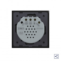 Двухклавишный проходной/перекрестный сенсорный выключатель Livolo Quadro, 1 пост, цвет черный