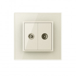 Розетка телевизионная двойная Livolo, 1 пост, цвет жемчужный