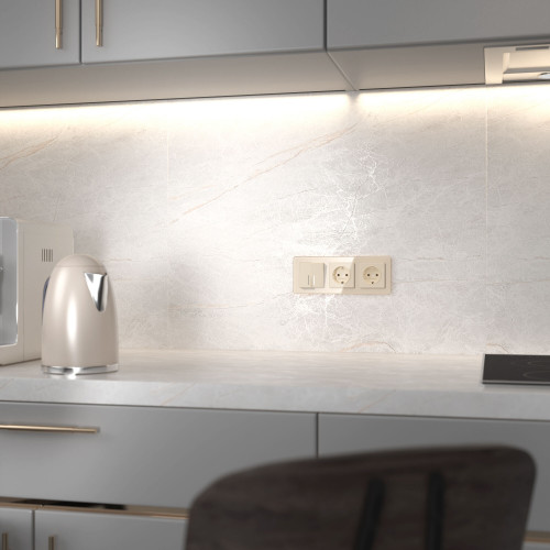 Купить Выключатель двухклавишный с подсветкой (айвори акрил) Werkel W1120143 в rum24.ru фото: 3