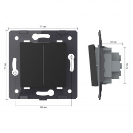 Двухклавишный механический выключатель Livolo, цвет черный (механизм), VL-C7-K2-12