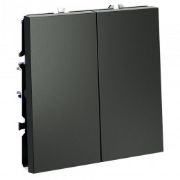 Проходной переключатель встраиваемый VOLTUM S70 двухклавишный (титан) VLS020306