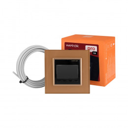 Терморегулятор Welrok PRO для рамки LIVOLO с электронным управлением, датчик воздуха, датчик пола 3 м, цвет черный с золотой рамкой