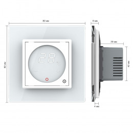 Терморегулятор пола Livolo 16А, сенсорное управление, датчик воздуха, датчик пола 5 м, Белый VL-C7FQ1-2WPS72