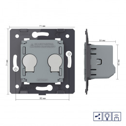 Двухклавишный проходной сенсорный диммер Livolo с функцией радиоуправления (механизм) VL-FC2SD2R-2G