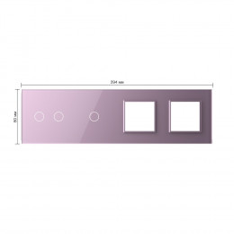 Панель для 2-х сенсорных выключателей и 2-х розеток Livolo, 3 клавиши (2+1), цвет розовый, стекло