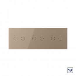 Сенсорный выключатель Livolo с функцией радиоуправления, 6 клавиш (2-2-2), 3 поста, цвет золотой