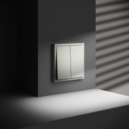 Выключатель встраиваемый VOLTUM S70 двухклавишный (сталь) VLS020105