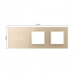 Панель для трехклавишного сенсорного выключателя и двух розеток Livolo, цвет шампань, стекло