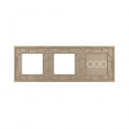 Панель для трехклавишного сенсорного выключателя и двух розеток Livolo, цвет шампань, стекло
