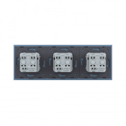 Розетка электрическая 16A Livolo, 3 поста, цвет синий