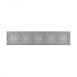 Панель для пяти сенсорных выключателей Livolo, 7 клавиш (1+1+2+1+2), цвет серый, стекло