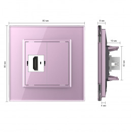 Розетка HDMI 2.0 одинарная Livolo, 1 пост, цвет розовый