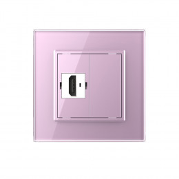 Розетка HDMI 2.0 одинарная Livolo, 1 пост, цвет розовый