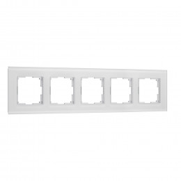 Рамка из стекла на 5 постов Senso белый soft-touch