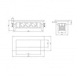 Розетка горизонтальная выдвижная 3EU, кабель 2м, RocketSocket