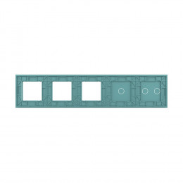 Панель для 2-х сенсорных выключателей и 3-х розеток Livolo, 3 клавиши (2+1), цвет зеленый, стекло