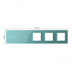 Панель для 2-х сенсорных выключателей и 3-х розеток Livolo, 3 клавиши (2+1), цвет зеленый, стекло