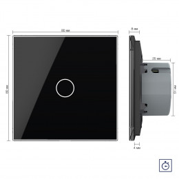 Одноклавишный сенсорный выключатель с таймером Livolo, 1 пост, цвет черный