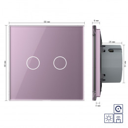 Двухклавишная радиоуправляемая сенсорная кнопка Livolo сухой контакт, 1 пост, Розовый