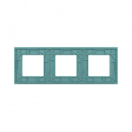 Рамка для розетки Livolo 3 поста, цвет зеленый, стекло