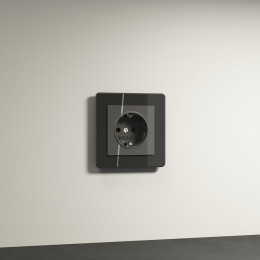 Розетка с заземлением и шторками (графит акрил) Werkel W1171144