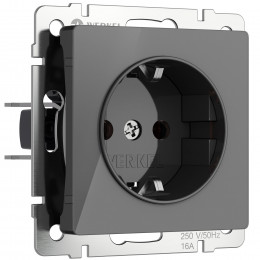 Розетка с заземлением и шторками (графит акрил) Werkel W1171144