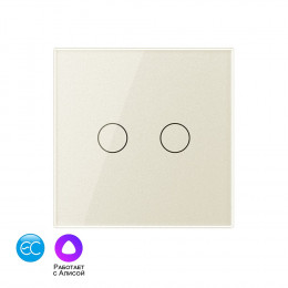 Двухклавишный умный сенсорный выключатель Livolo EC, 1 пост, цвет жемчужный VL-C702Z2-14