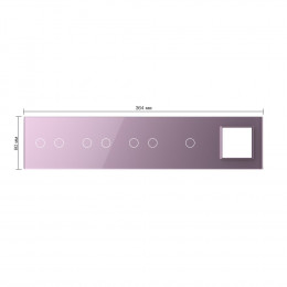 Панель для 4-х сенсорных выключателей и розетки Livolo, 7 клавиш (2+2+2+1), цвет розовый, стекло