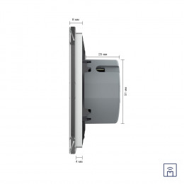 Сенсорный выключатель Livolo с функцией радиоуправления, 2 клавиши (1-1), 2 поста, цвет серый