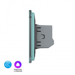 Двухклавишный умный сенсорный выключатель Livolo EC, 1 пост, цвет зеленый VL-C702Z2-18