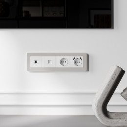 Рамка из поликарбоната на 4 поста Split дымчатый/белый, soft-touch