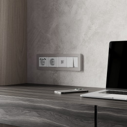 Рамка из поликарбоната на 4 поста Split дымчатый/белый, soft-touch