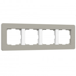 Рамка из поликарбоната на 4 поста Split дымчатый/белый, soft-touch