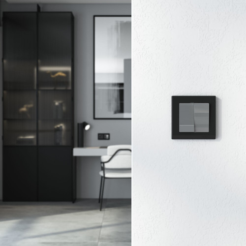 Купить Перекрестный выключатель двухклавишный (графит акрил) Werkel W1123044 в rum24.ru фото: 5