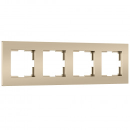 W0042911/ Рамка на 4 поста Slab (шампань софт)
