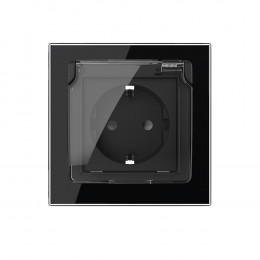 Розетка электрическая 16A с водонепроницаемой крышкой Livolo, 1 пост, цвет черный