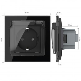 Розетка электрическая 16A с водонепроницаемой крышкой Livolo, 1 пост, цвет черный
