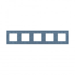 Рамка для розетки Livolo 5 постов, цвет синий, стекло