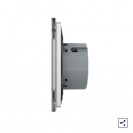 Одноклавишный проходной/перекрестный сенсорный выключатель Livolo Quadro, 1 пост, цвет серый