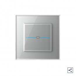 Одноклавишный проходной/перекрестный сенсорный выключатель Livolo Quadro, 1 пост, цвет серый