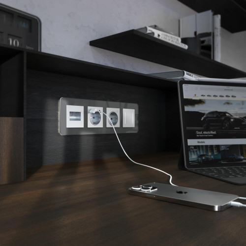 Купить Рамка из стекла на 4 поста Elite графит W0042440 в rum24.ru фото: 3