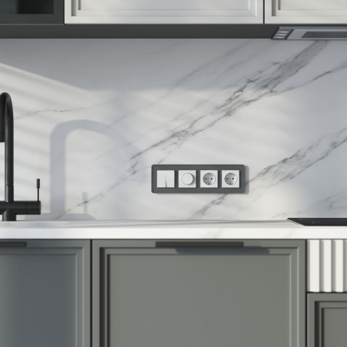 Купить Рамка из стекла на 4 поста Elite графит W0042440 в rum24.ru фото: 5