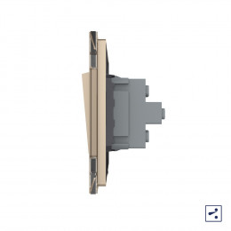 Механический проходной выключатель Livolo 2 клавиши Золотой