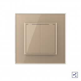 Механический проходной выключатель Livolo 2 клавиши Золотой