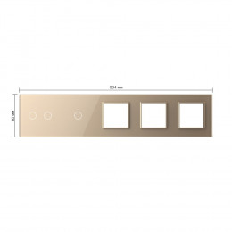 Панель для 2-х сенсорных выключателей и 3-х розеток Livolo, 3 клавиши (2+1), цвет золотой, стекло