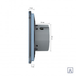 Сенсорный выключатель Livolo с функцией радиоуправления, 4 клавиши (2-2), 2 поста, цвет синий