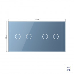 Сенсорный выключатель Livolo с функцией радиоуправления, 4 клавиши (2-2), 2 поста, цвет синий