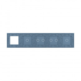 Панель для 4-х сенсорных выключателей и розетки Livolo, 6 клавиш (1+2+2+1), цвет синий, стекло