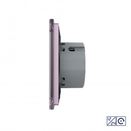 Двухклавишная сенсорная кнопка Livolo 12/24В, 1 пост, Розовый VL-C702CH-17