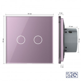 Двухклавишная сенсорная кнопка Livolo 12/24В, 1 пост, Розовый VL-C702CH-17
